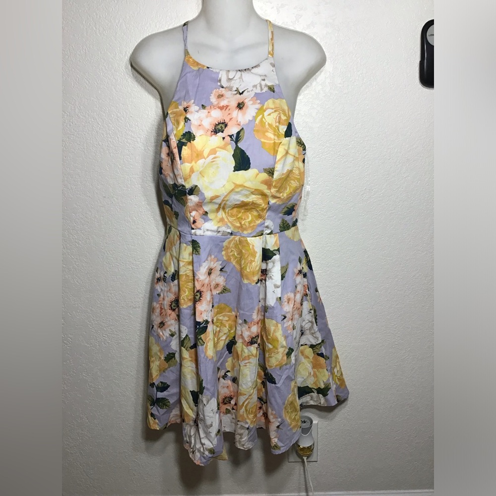 XTRAORDINARY FLORAL MINI DRESS Sz 9 MULTICOLOR 100% COTTON 
Floral Halter Dress